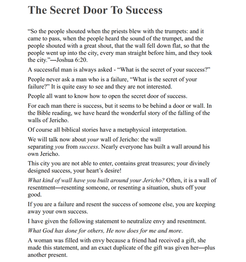 THE SECRET DOOR TO SUCCESS: by the Author of “The Game of Life